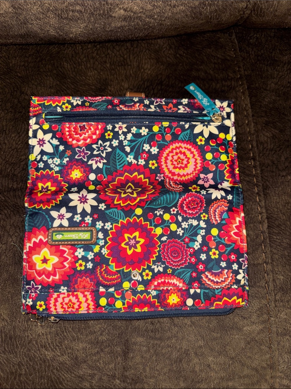 Lily Bloom Navy Floral Zip Wallet with Bright Multicolor Blooms - Picture 3 of 6